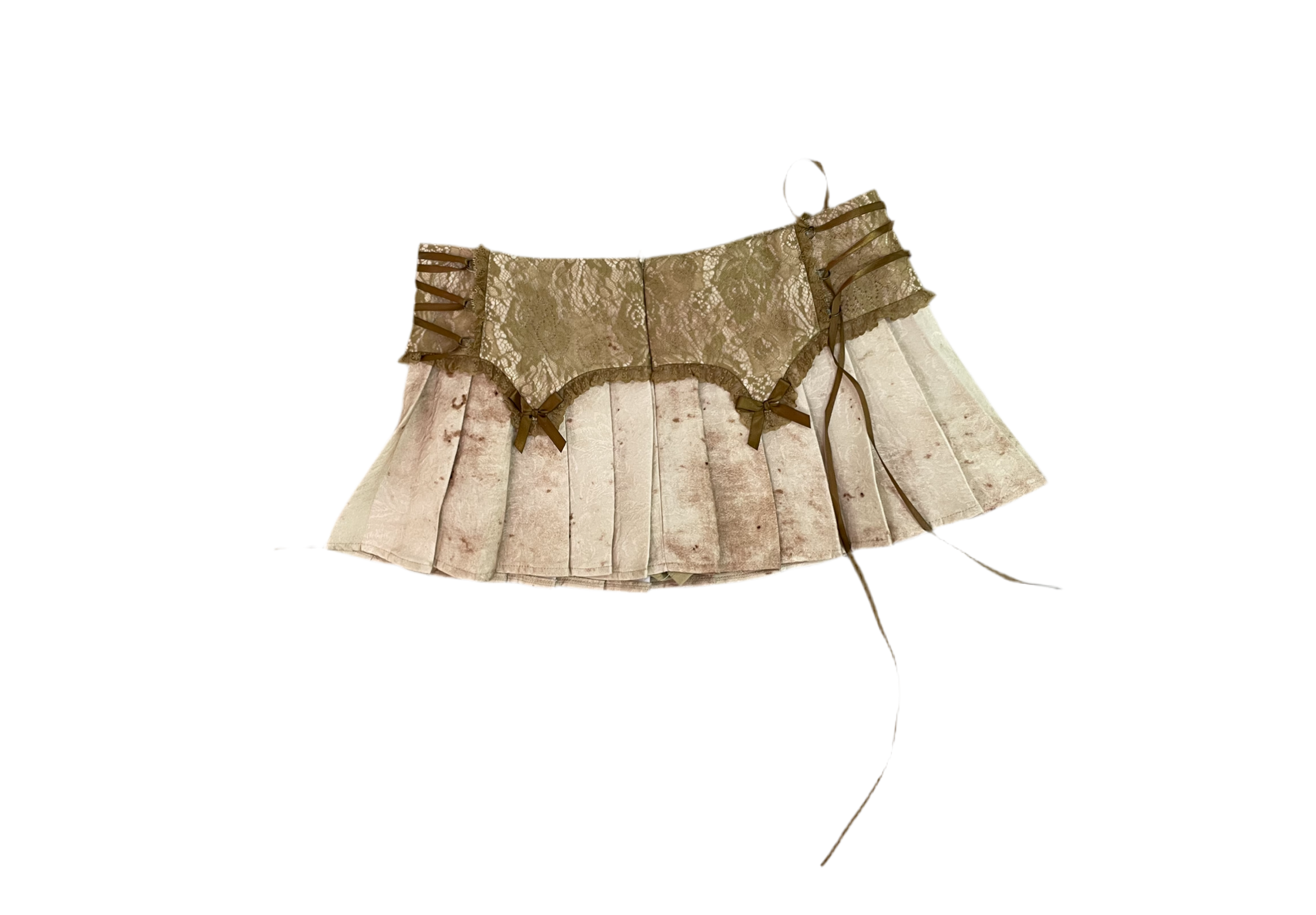 Grungy Lace Patchwork Corset Top & Mini Pleated Skort - DOLOMEDES
