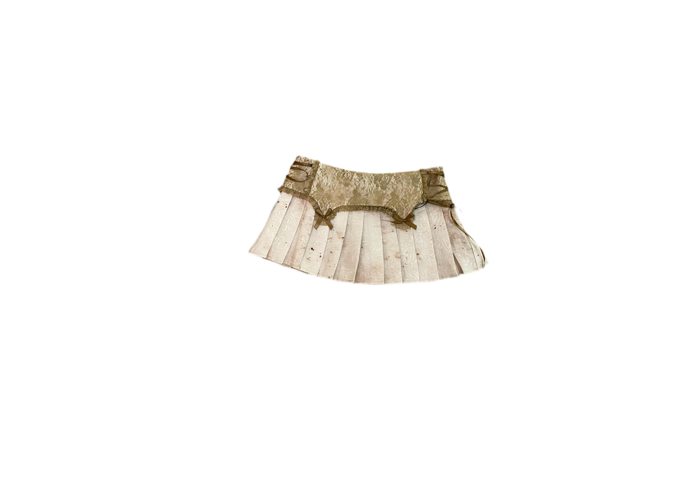 Grungy Lace Patchwork Corset Top & Mini Pleated Skort - DOLOMEDES