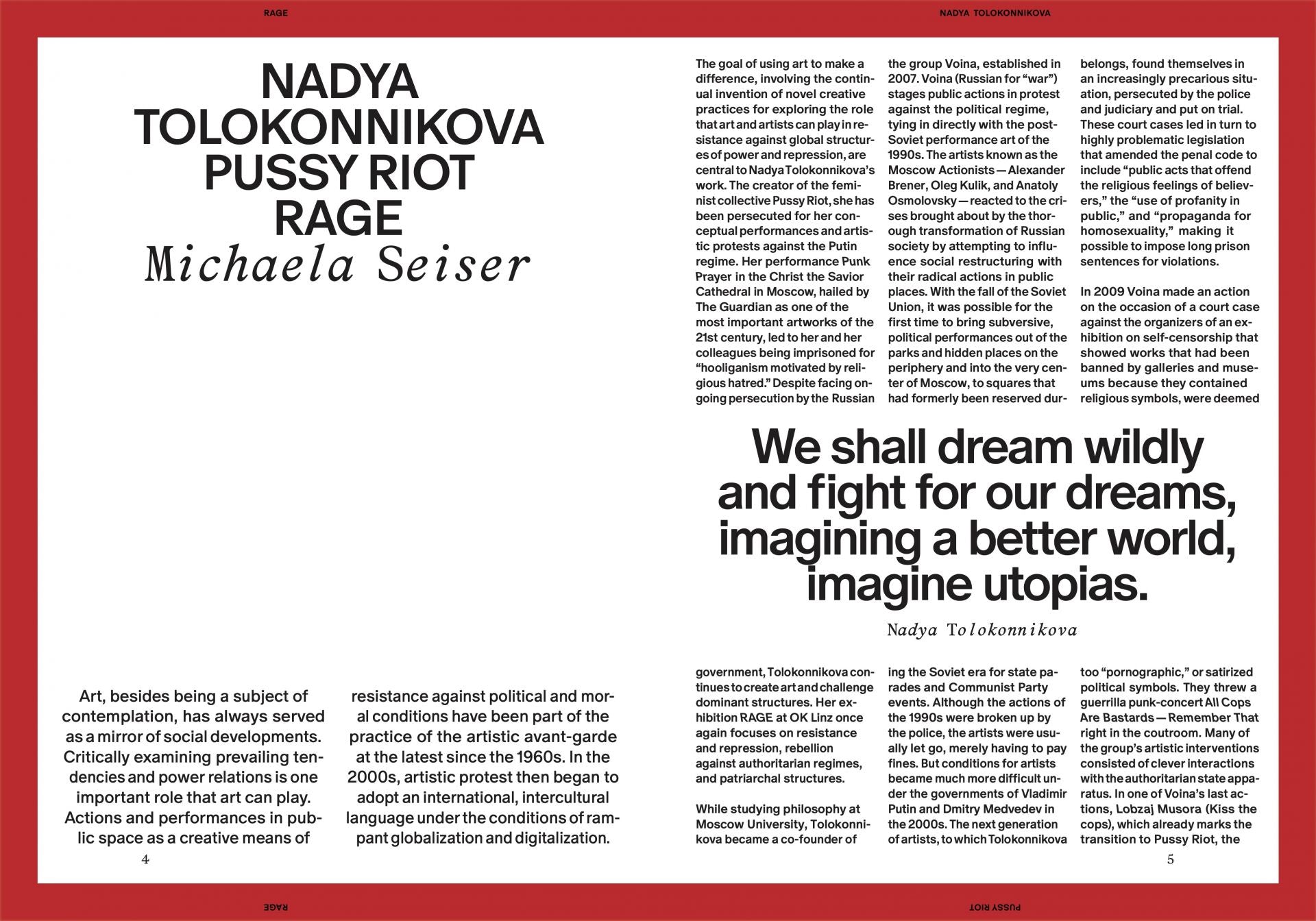 RAGE - NADYA TOLOKONNIKOVA / PUSSY RIOT