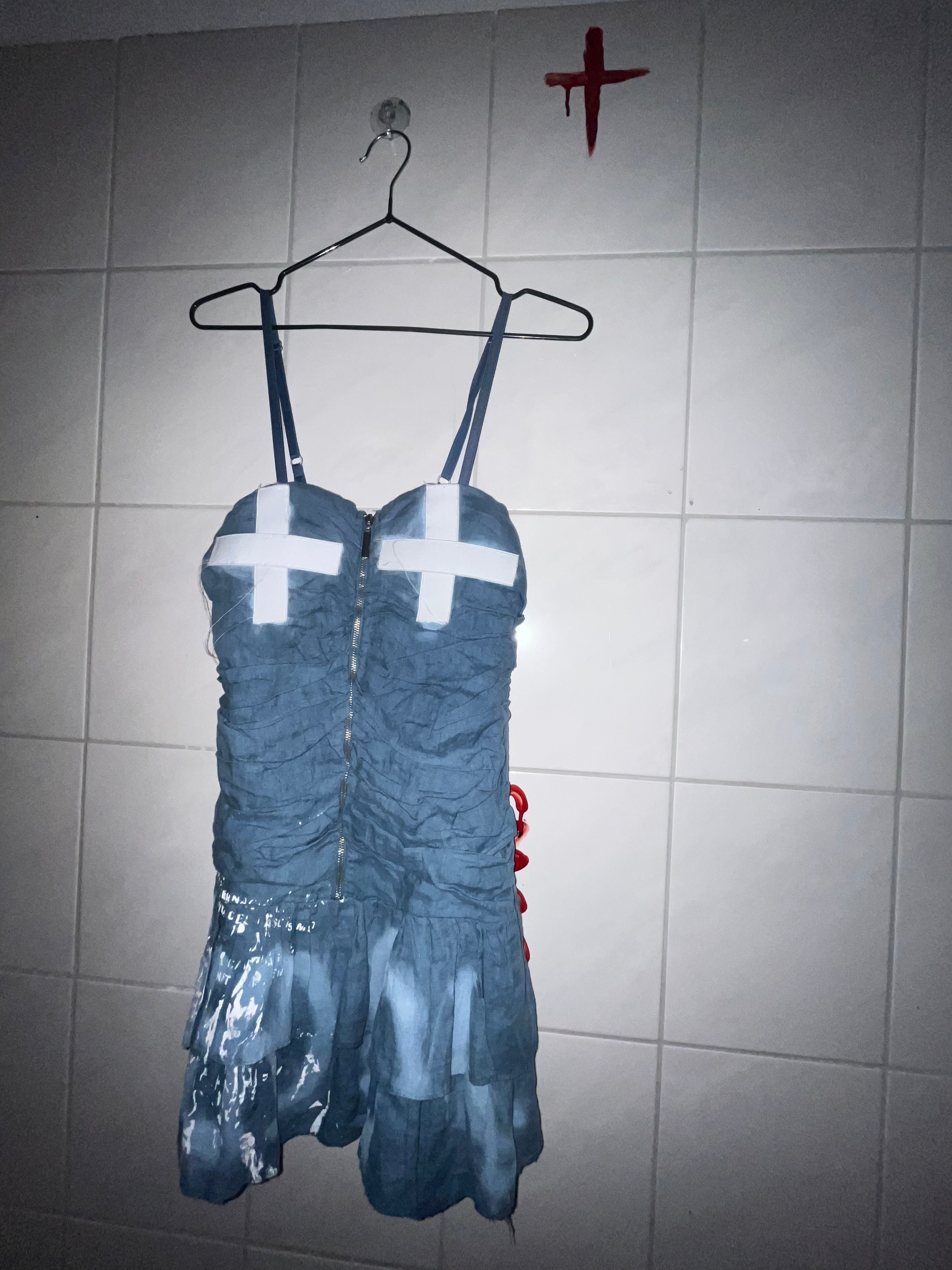 CRUCES DRESS CELESTE Y BLANCO LIKE THE SKY