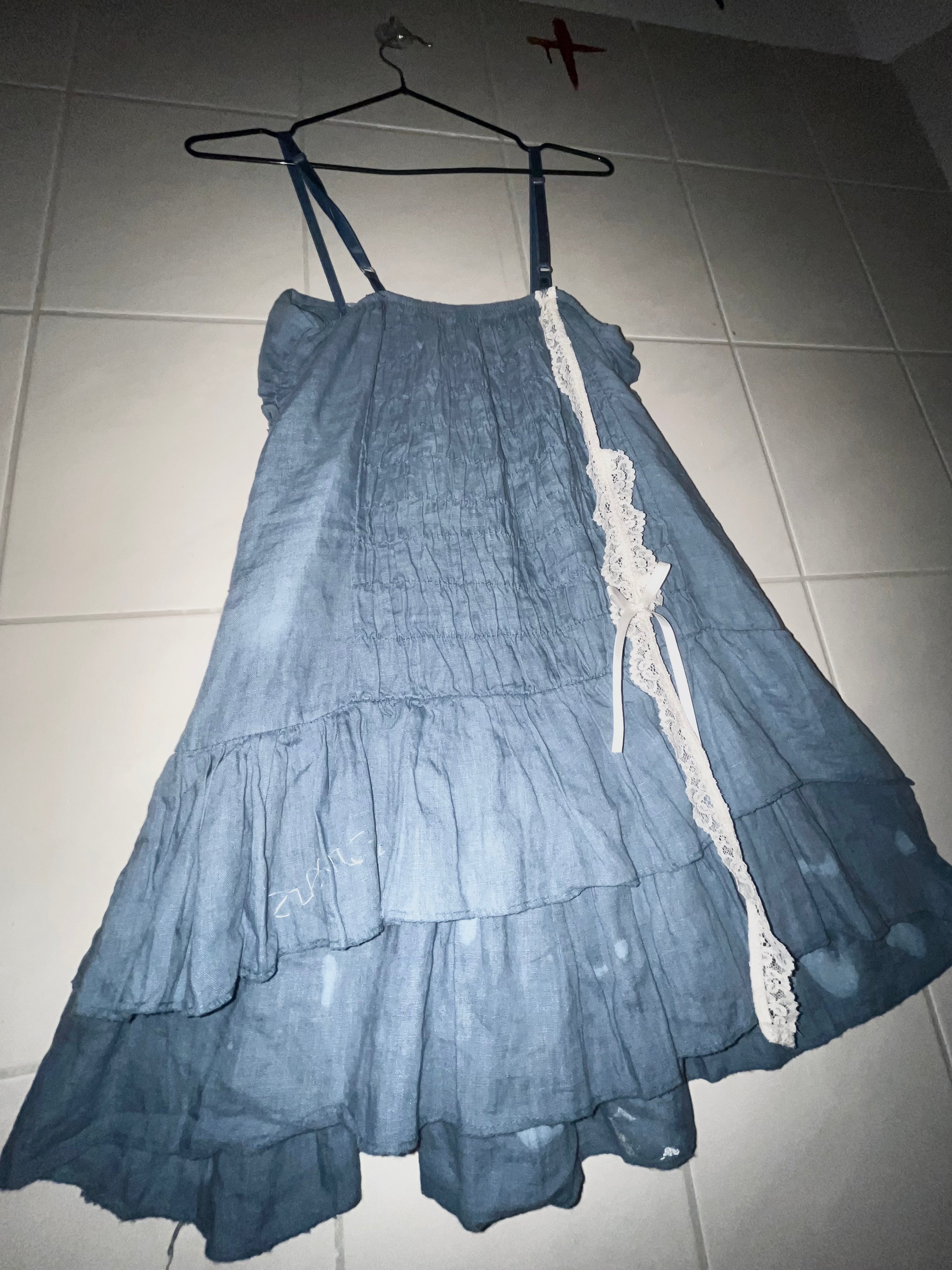 CRUCES DRESS CELESTE Y BLANCO LIKE THE SKY