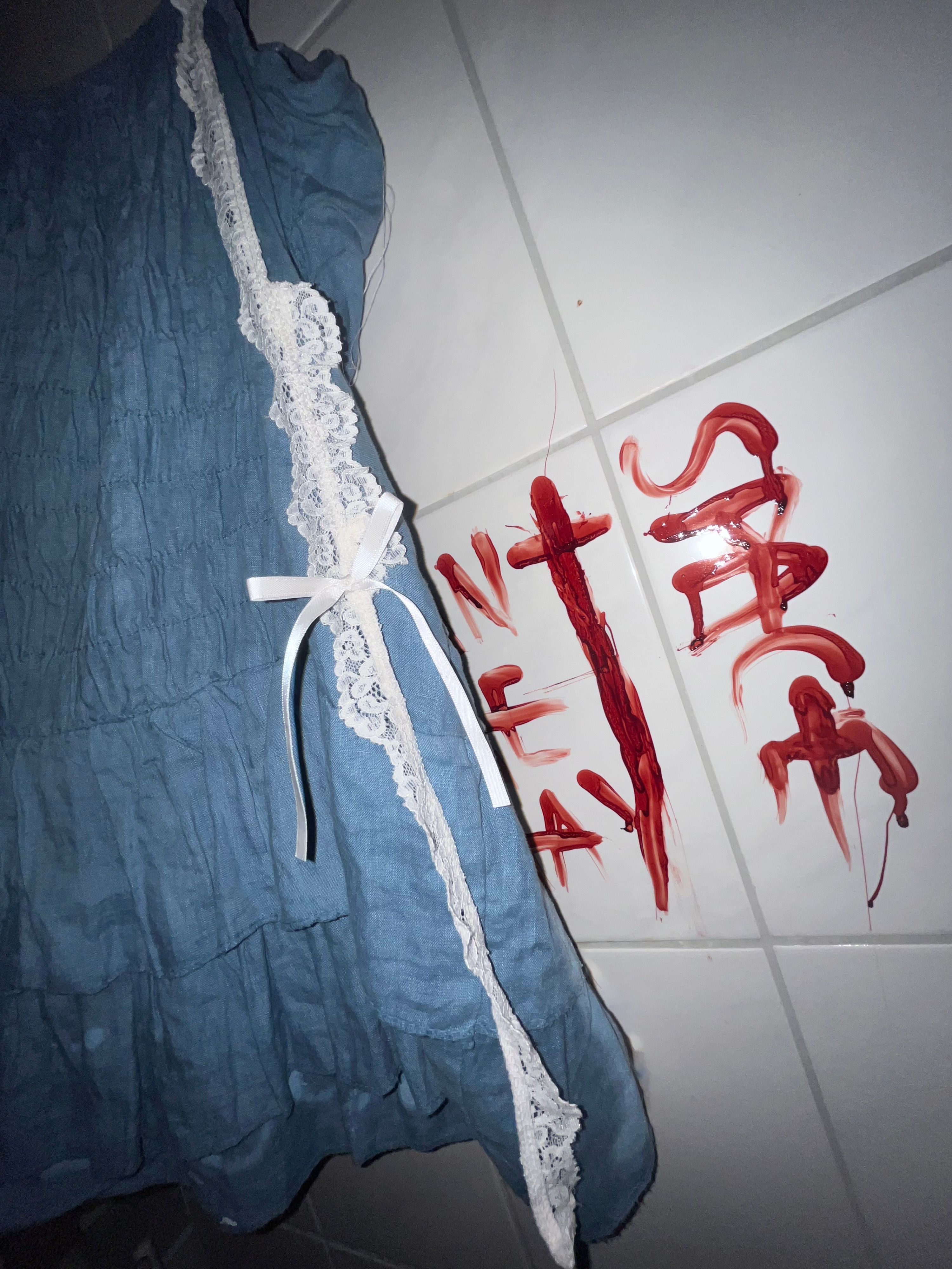 CRUCES DRESS CELESTE Y BLANCO LIKE THE SKY