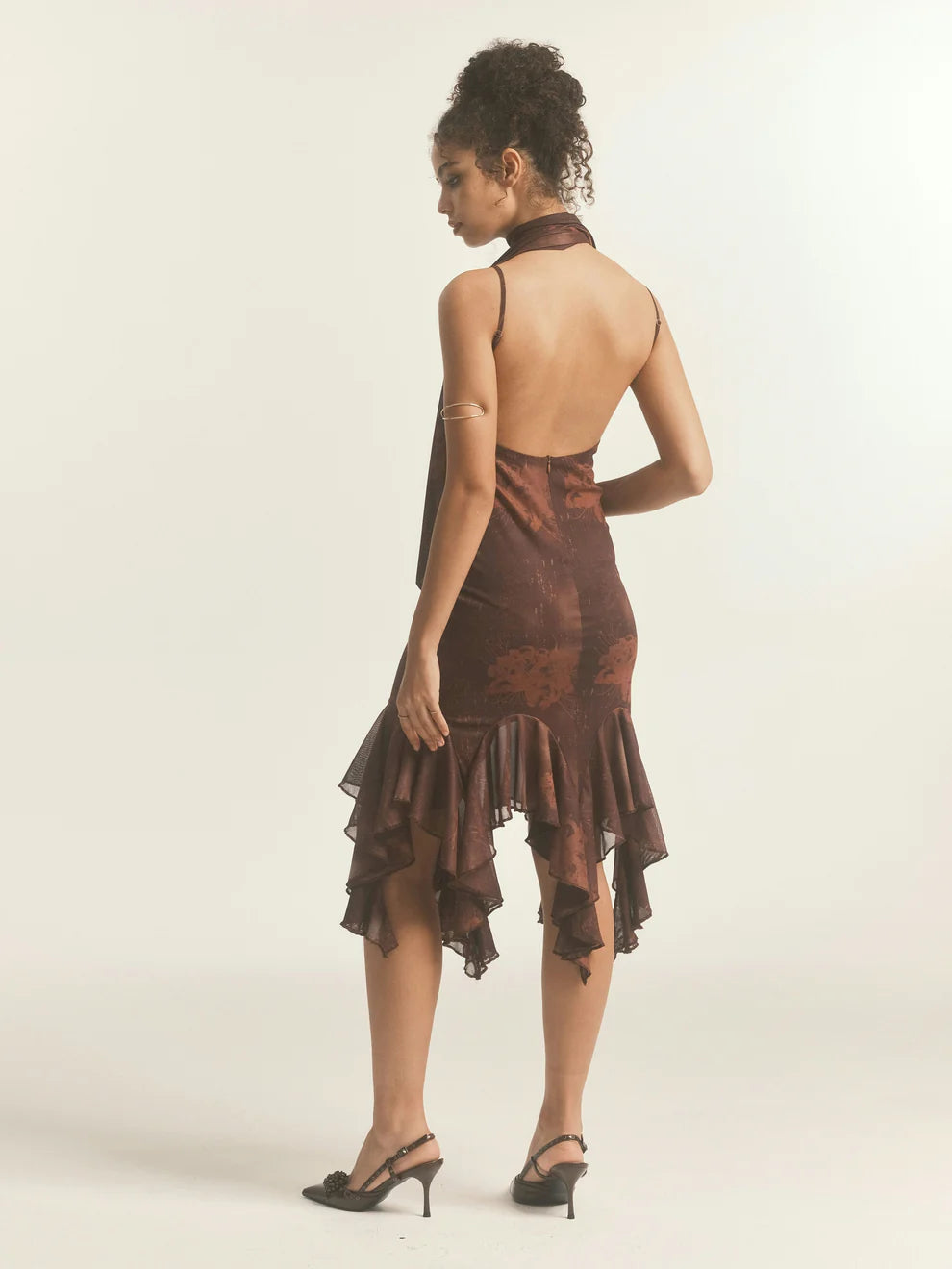 Mesh Floral Brooch Cami Dress & Scarf – DOLOMEDES