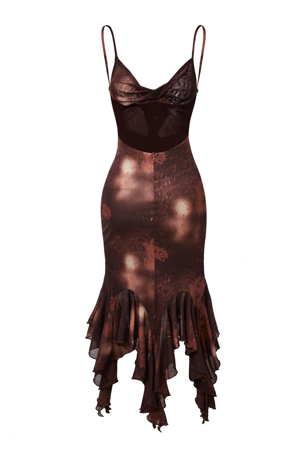 Mesh Floral Brooch Cami Dress & Scarf – DOLOMEDES