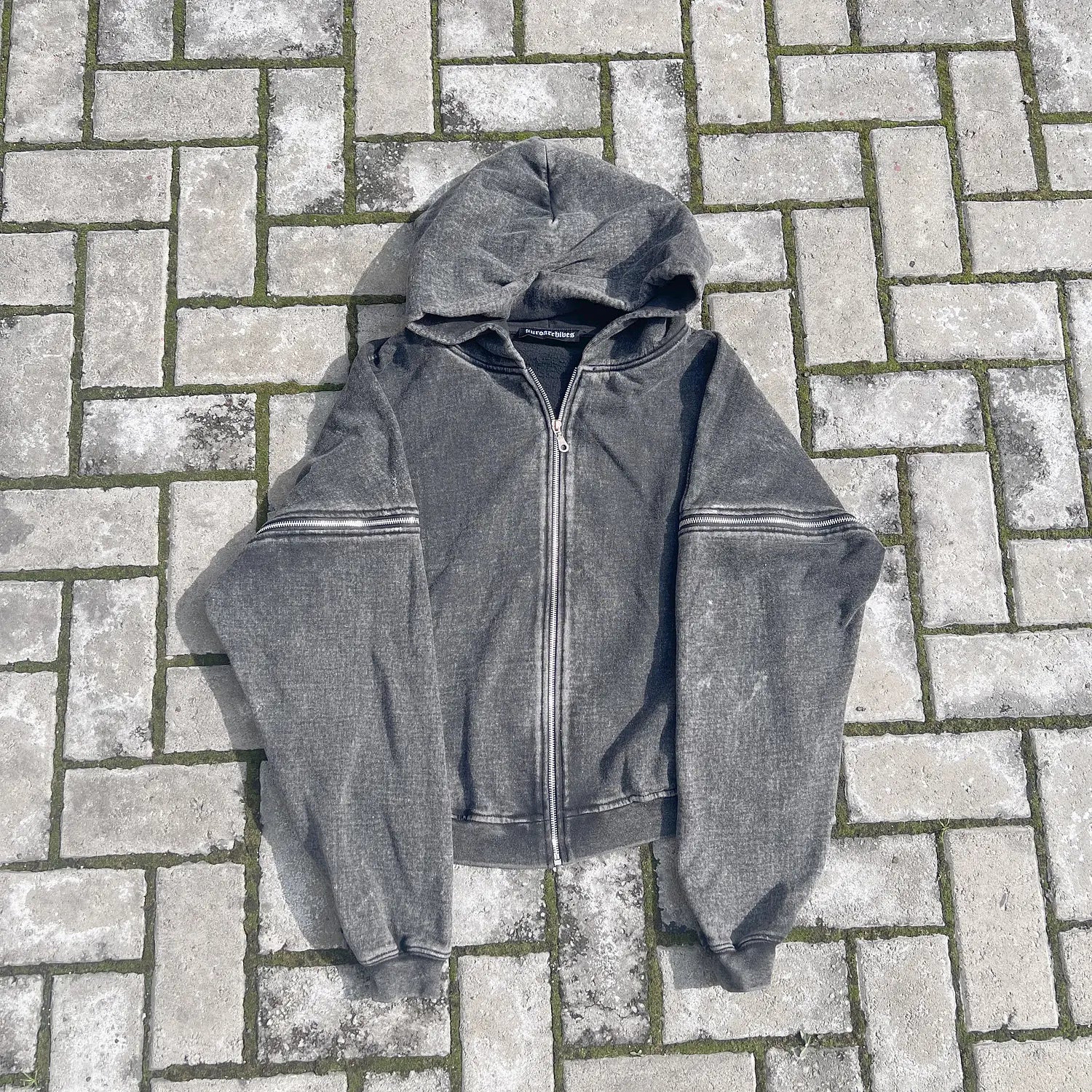 Multizipper Acid Wash Hoodie – Kuro Archives